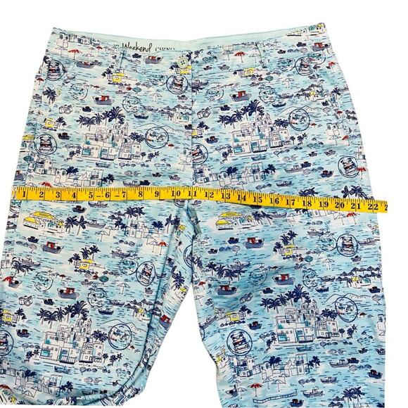 Talbots The Weekend Chino Pant in Aqua Blue w/ Tropical Scenic Print Size 12 - Picture 14 of 15